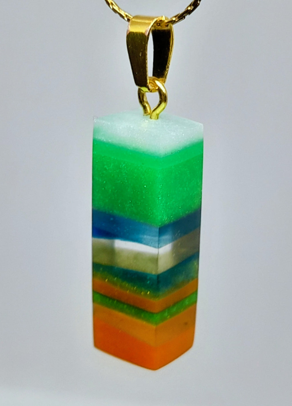 Handmade Irish Colours Resin Jewellery Set – Pendant & Matching Earrings | Stainless Steel chain/findings